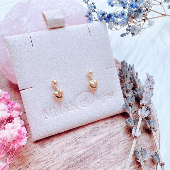 New Cute Puffy Heart Charm Stud Earrings | Handmade in BC - Picture 3 of 3